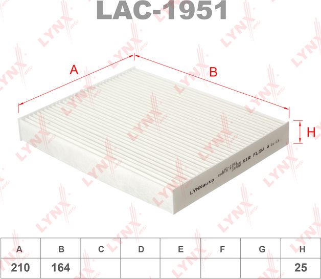 Салонный фильтр LYNXauto. Артикул LAC-1951