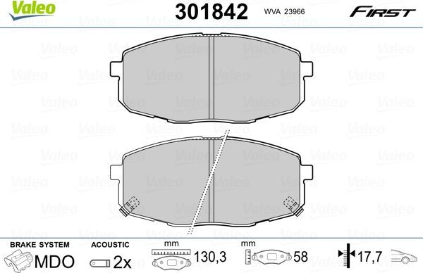 Тормозные колодки Valeo First. Артикул 301842