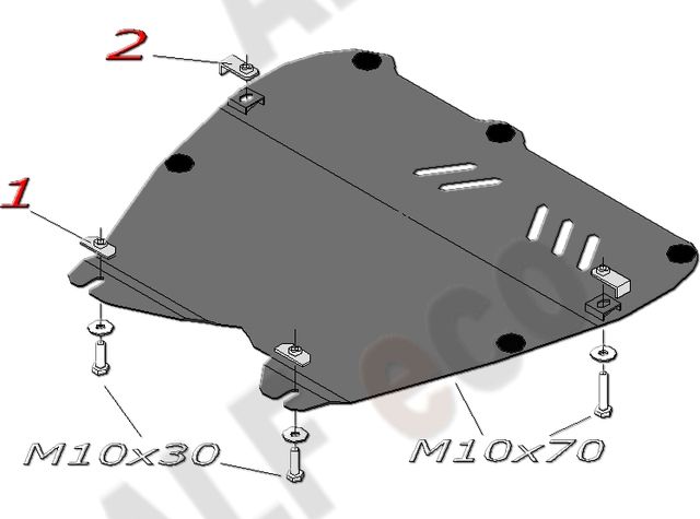 Защита алюминиевая Alfeco для картера и КПП Opel Astra G 1997-2004. Артикул ALF.16.10al