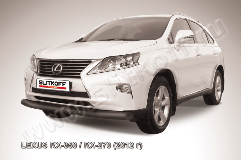 Защита Slitkoff переднего бампера d76 ЧЕРНАЯ матовая для Lexus RX 350/270 2012-2026. Артикул LRX35-12.002B