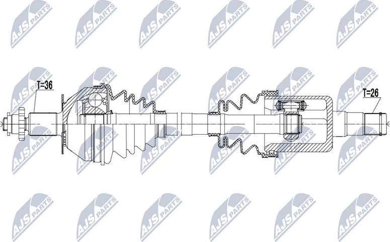 Полуось (привод в сборе, приводной вал) NTY. Артикул NPW-VW-125