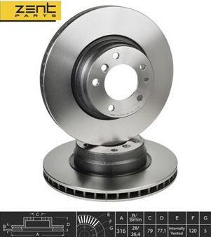 Тормозной диск Zentparts. Артикул Z06177