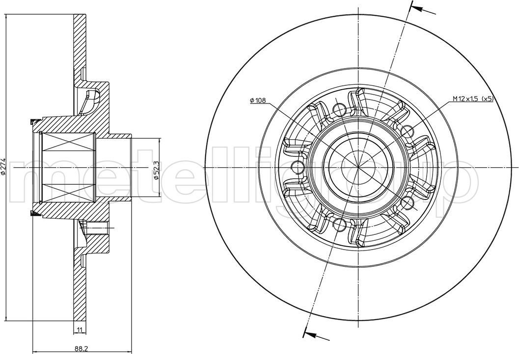Тормозной диск Metelli. Артикул 23-1196