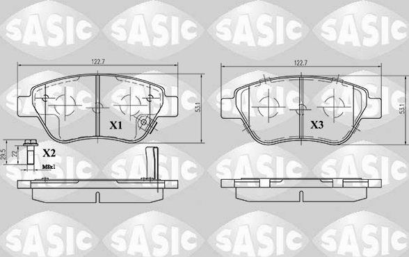 Тормозные колодки Sasic передние для Fiat Doblo I 2001-2015. Артикул 6216005
