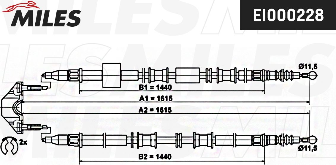 Трос ручника (тросик ручного тормоза) Miles. Артикул EI000228