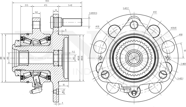 Ступица колеса с интегрированным подшипником (Unio). Артикул HUB-20083