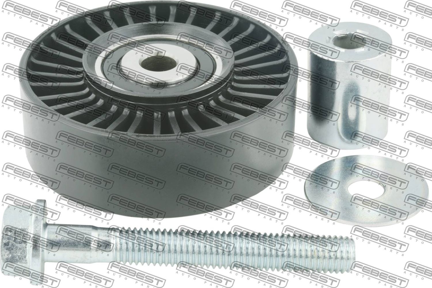 Направляющий (ведущий) ролик приводного поликлинового ремня Febest. Артикул 2988-RRIV