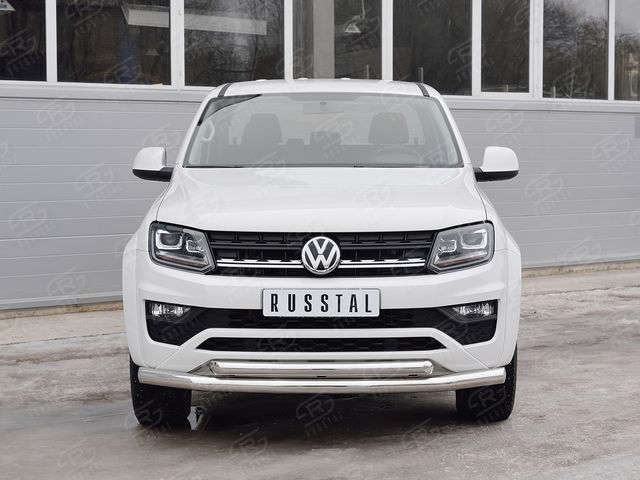 Защита RusStal переднего бампера d76 секция-d63 дуга для Volkswagen Amarok I 2016-2026. Артикул VAMZ-002539