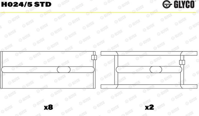 Вкладыши коренные Glyco для Audi 50 1974-1978. Артикул H024/5 STD