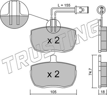 Тормозные колодки Trusting. Артикул 018.1