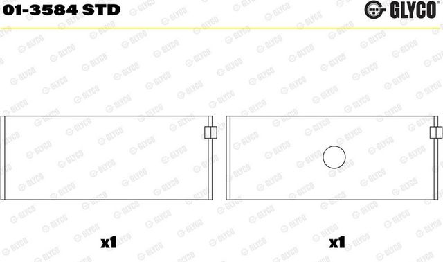 Вкладыши шатунные Glyco для Mercedes-Benz W124, A124 1984-1993. Артикул 01-3584 STD