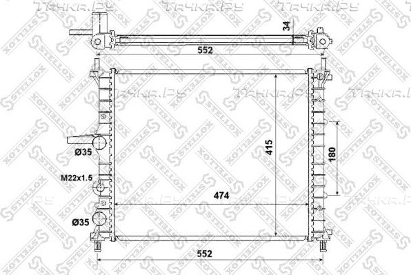 Радиатор охлаждения двигателя Stellox для Fiat Brava 1995-2002. Артикул 10-25331-SX
