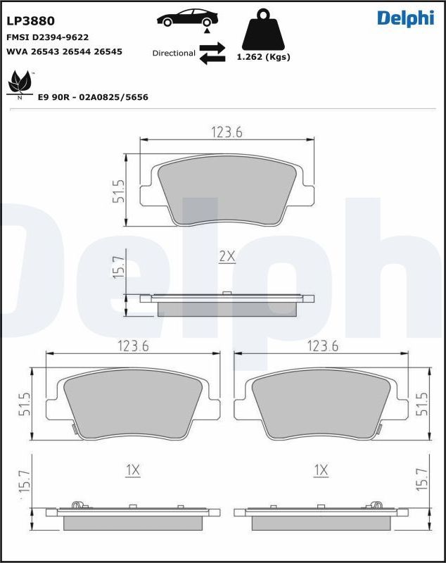 Тормозные колодки Delphi (Low-Metallic). Артикул LP3880