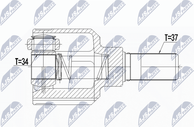 Шрус внутренний (граната) NTY передний левый для Peugeot 308 II 2013-2026. Артикул NPW-PE-040