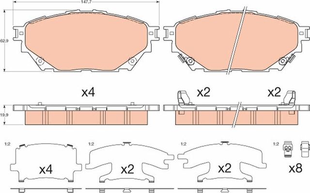 Тормозные колодки TRW передние для Mitsubishi Fuso 2011-2026. Артикул GDB3611