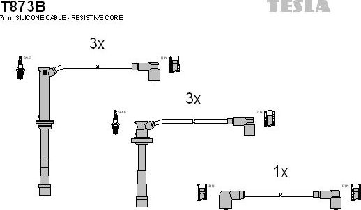 Высоковольтные провода (провода зажигания) (комплект) Tesla. Артикул T873B