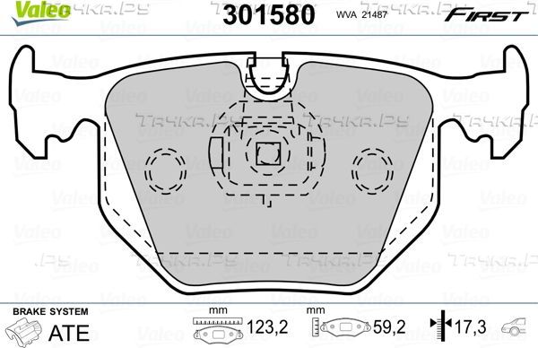 Тормозные колодки Valeo First задние для Alpina D3 E90/E92 2006-2013. Артикул 301580