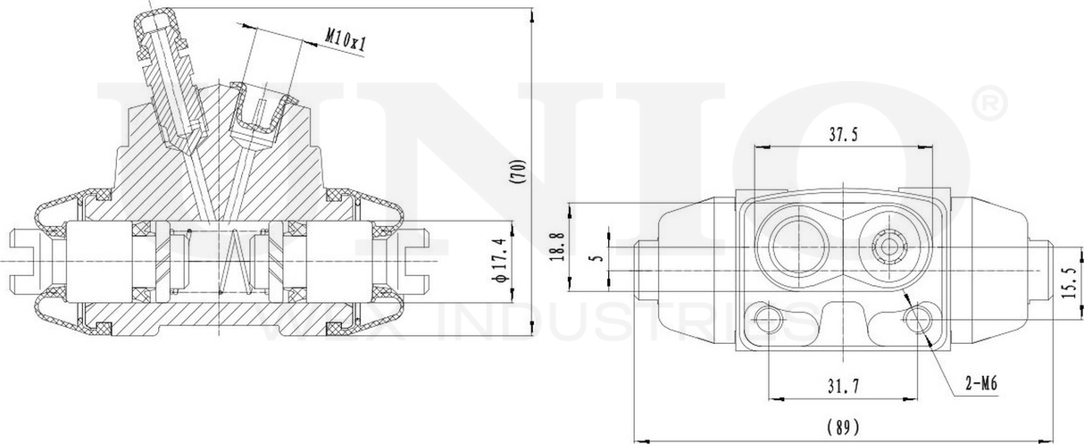 Цилиндр тормозной рабочий (Unio). Артикул BRC-20590