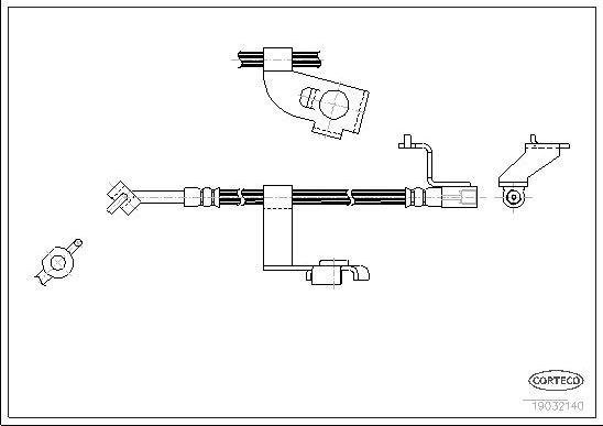 Тормозной шланг Corteco передний левый для Ford Escort V 1990-1995. Артикул 19032140