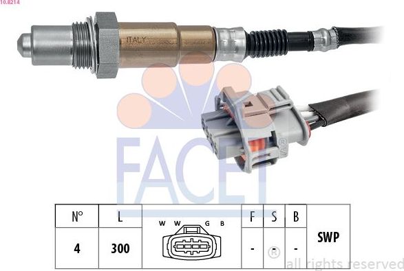 Лямбда-зонд (кислородный датчик) Facet Made in Italy - OE Equivalent. Артикул 10.8214
