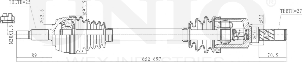 Вал приводной (Unio). Артикул CVJ-10075