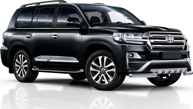 Защита Rival переднего бампера d76+d57 с профильной защитой картера для Toyota Land Cruiser 200 рестайлинг (Executive) 2016-2017. Артикул R.5717.014