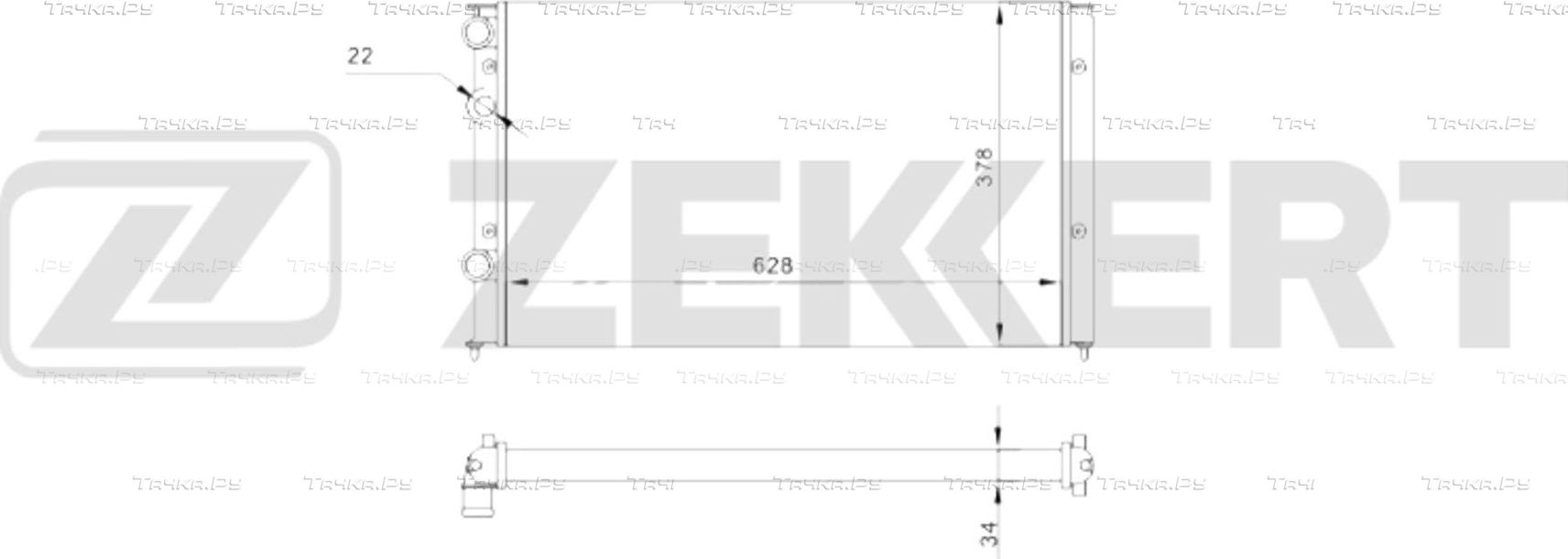Радиатор охлаждения двигателя Zekkert (алюминий / пластик) для Volkswagen Caddy II 1996-2004. Артикул MK-1630