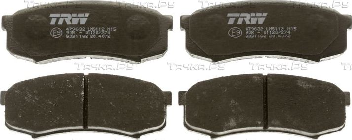 Тормозные колодки TRW COTEC задние для Toyota Sequoia I 2000-2007. Артикул GDB1182
