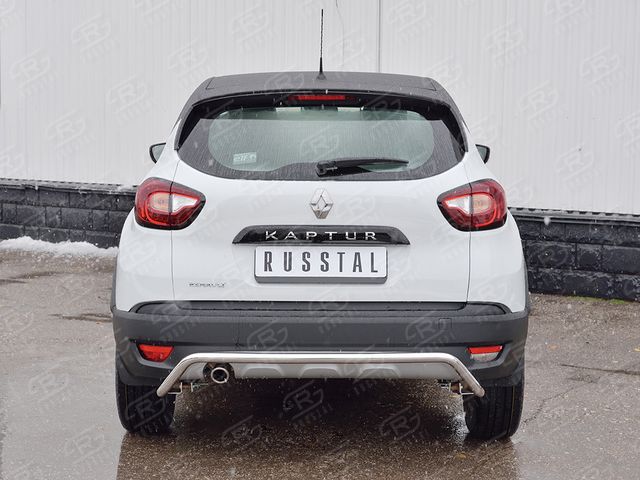 Защита RusStal заднего бампера d42 волна под машину для Renault Kaptur 2016-2026. Артикул RKPZ-002470