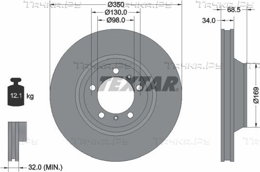 Тормозной диск Textar Pro+. Артикул 92325005
