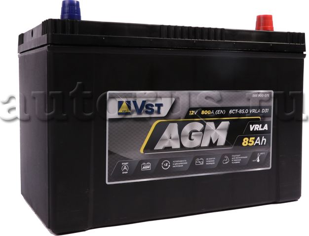 Аккумуляторная батарея V СТАНДАРТ [12V 85Ah 800A) (VST). Артикул 585900075