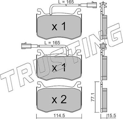 Тормозные колодки Trusting передние для Alfa Romeo Giulia II (952) 2015-2026. Артикул 1099.0