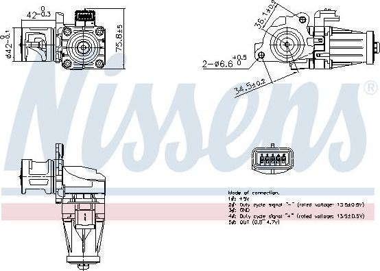 Клапан EGR (рециркуляции выхлопных газов) Nissens (алюминий) для Citroen DS5 2011-2015. Артикул 98376