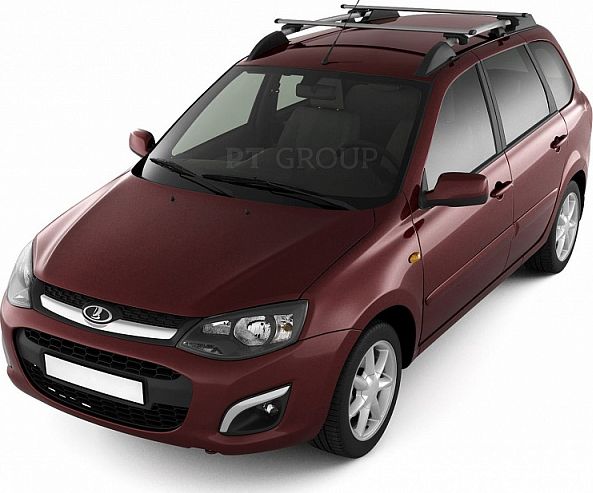 Рейлинги продольные PT Group Усиленные с поперечинами 1,05м для Lada Kalina II универсал 2013-2018 Серебристый муар. Артикул 01940703