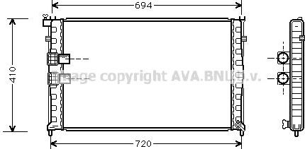 Радиатор охлаждения двигателя AVA. Артикул PEA2176