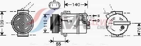 Компрессор кондиционера AVA ** CLEVER FIT ** для Saab 9-3 II 2004-2015. Артикул OLAK451