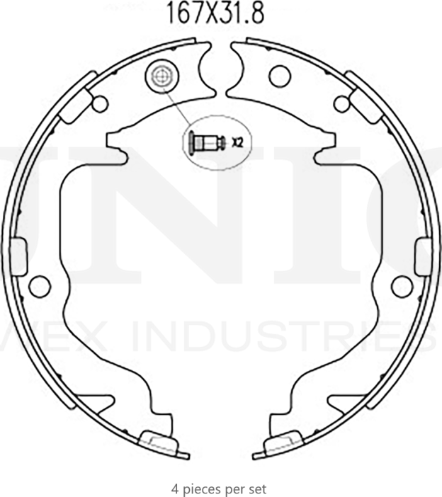 Колодки тормозные барабанные, комплект (Unio). Артикул BRP-10098