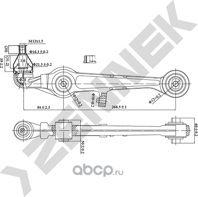 РЫЧАГ ПЕРЕДНИЙ НИЖНИЙ ЛЕВЫЙ/ПРАВЫЙ AUDI A6 98>, VW PASSAT 01 (Zennek). Артикул DCA0057
