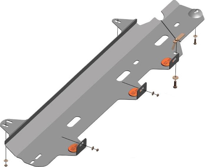 Защита алюминиевая Alfeco для топливопровода Renault Kaptur 2016-2026. Артикул ALF.28.21al