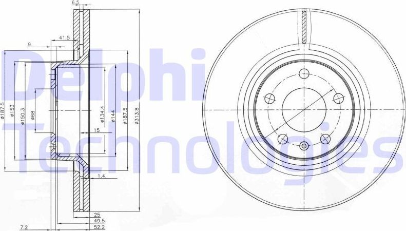 Тормозной диск Delphi. Артикул BG3942