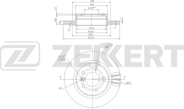 Тормозной диск Zekkert задний для BMW 3 IV (E46) 1998-2007. Артикул BS-6836