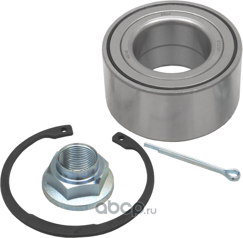 Подшипник ступицы, комплект, передний, подшипник, стопорное кольцо, шплинт, гайка, HYUNDAI Creta 2 (Hola). Артикул NB748