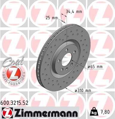 Тормозной диск Zimmermann SPORT Z. Артикул 600.3215.52