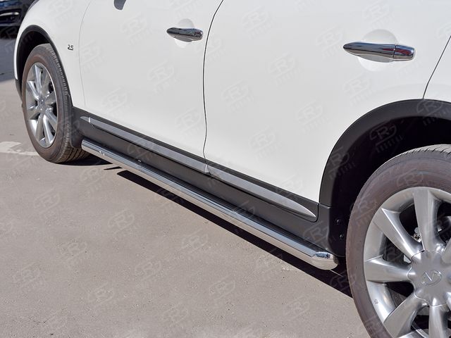 Защита порогов RusStal труба d63 секция для Infiniti QX50 2014-2017. Артикул IQX5T-002355