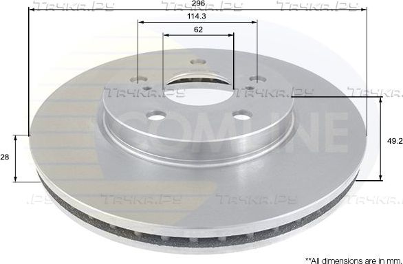 Тормозной диск Comline передний для Lexus ES III 2001-2006. Артикул ADC01112V