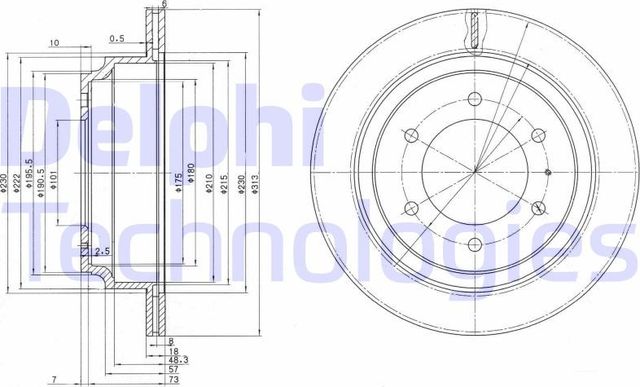 Тормозной диск Delphi задний для Isuzu TF (Pickup) 1995-2002. Артикул BG3353