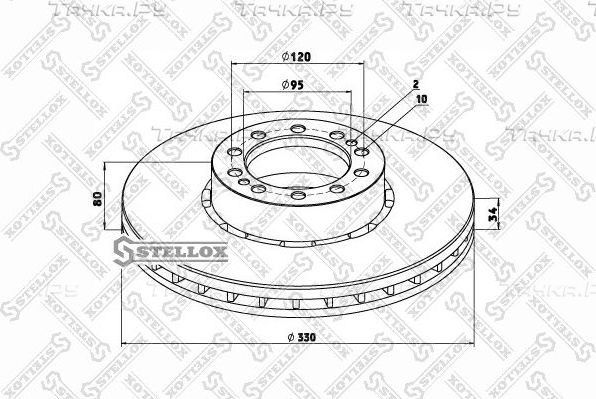 Тормозной диск Stellox передний для Renault Midlum 2000-2013. Артикул 85-00777-SX