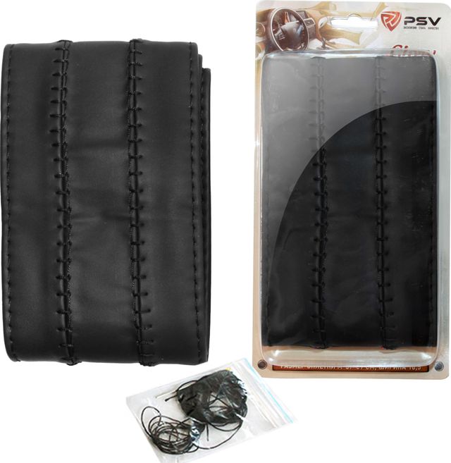 Оплётка на руль PSV Glory Fiber на шнуровке (размер M, экокожа, цвет ЧЕРНЫЙ). Артикул 130529