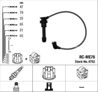 Высоковольтные провода (провода зажигания) (комплект) NGK для Mitsubishi Sigma 1990-1996. Артикул 8752