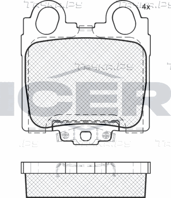 Тормозные колодки Icer задние для Toyota Celsior III (F30) 2000-2006. Артикул 182208